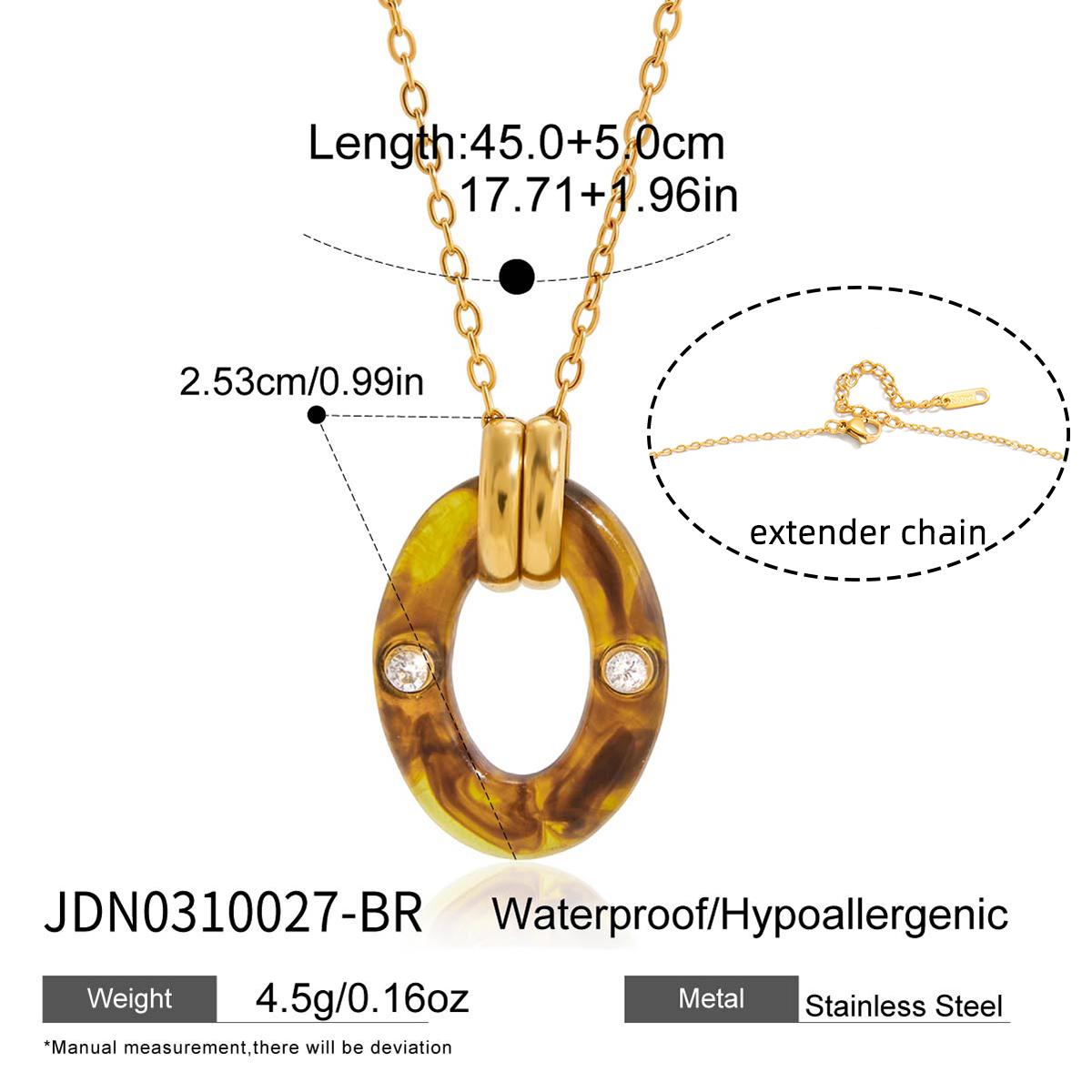 Youthway Vintage Crystal Resin Pendant Necklace For Women Minimalist  Gold Plated Stainless Steel Necklace Fashion Jewelry