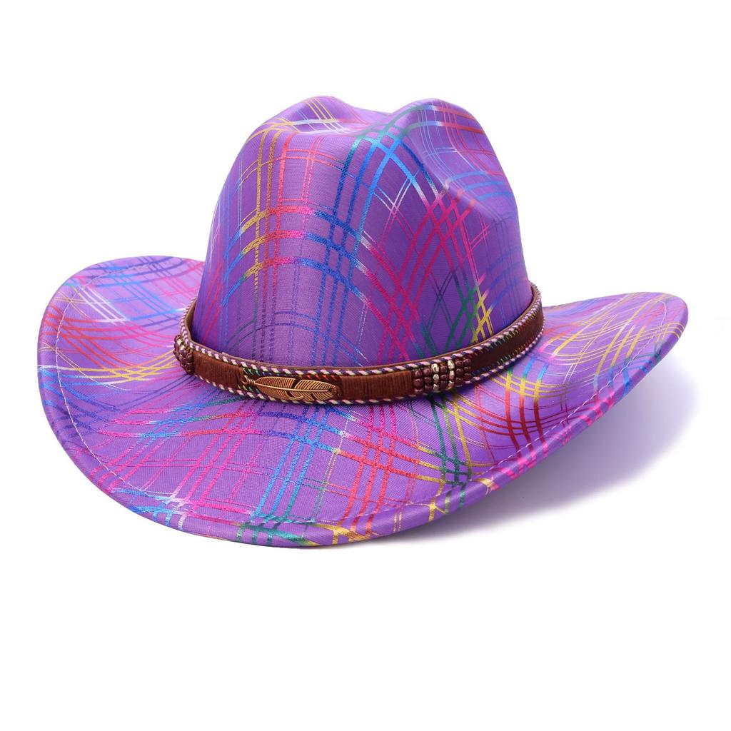 Hot Sale Colorful Western Cowboy Hat One-Word Hat Top Jazz Hat Festival Party Party Top Hat