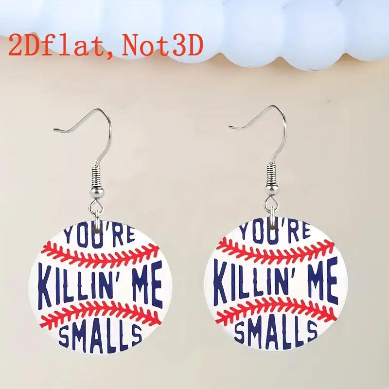 Italian American baseball earrings with  KILLN; ME  2D flat acrylic baseball earrings