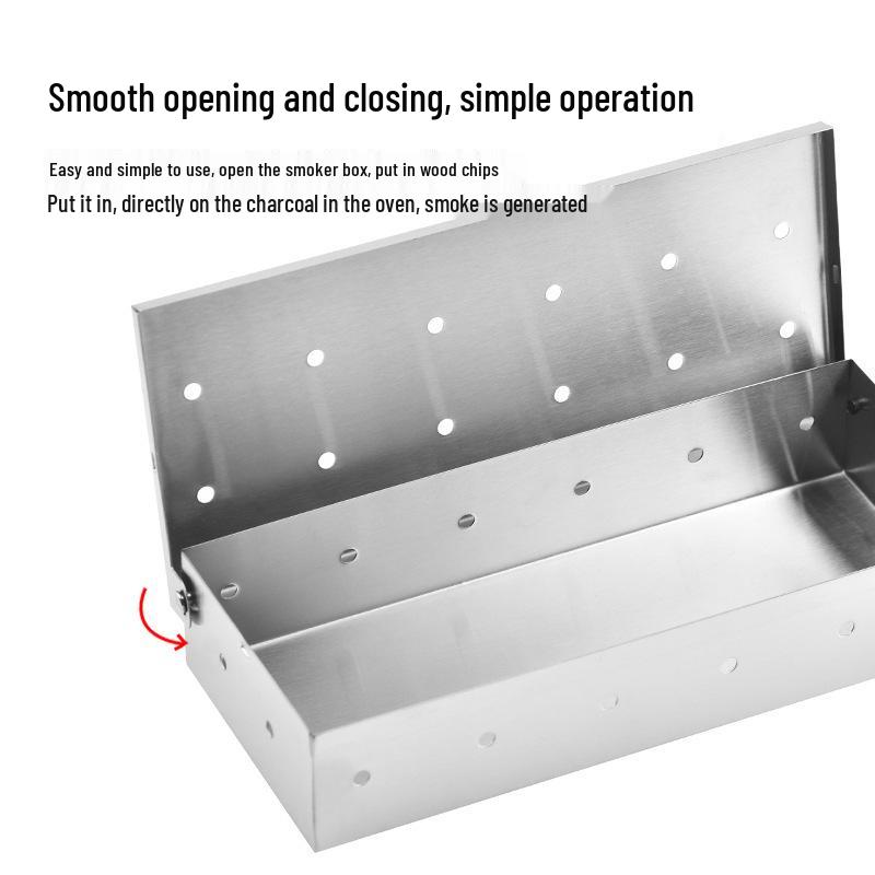 Stainless Steel Smoker Box Grill Tool for Smoking Wood Chips and Charcoal