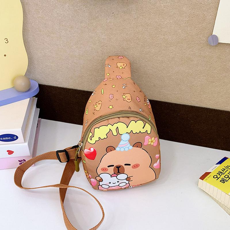 Cartoon Capybara Backpack Crossbody Bag Cute Printed Chest Bag  Storage Bag For Kids Portable Gift For Girls Boys
