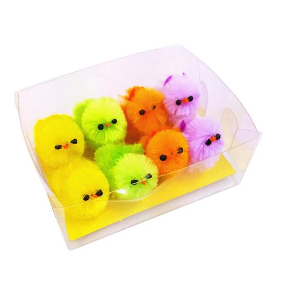 Mini Plush Easter Chickens Furry Fake Pom Chicks Miniature Farm Animals Figurine for Party Favors DIY Crafts Table Decoration