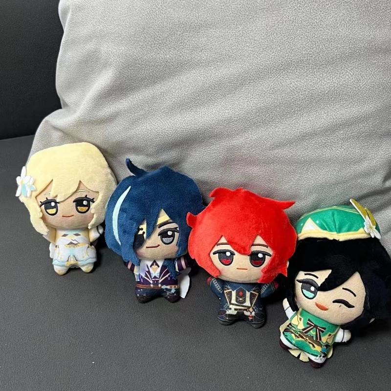 Peluche Gioco Genshin Impact 10cm Lumine Kaeya Alberich Diluc Ragnvindr Barbatos Morax Action Figures Portachiavi Modello Bambola