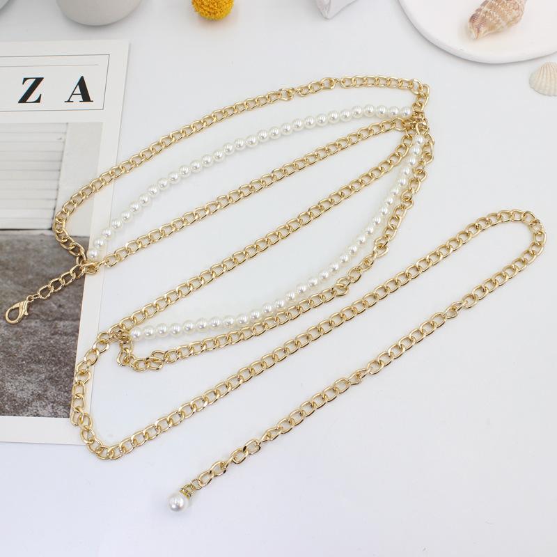 Pearl Waist Chain Women'S Small Fragrant Style With Suit Dress Shirt Metal Decorative Belt Chain