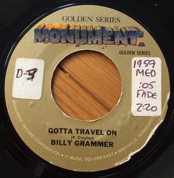 

7-дюймовая пластинка BILLY GRAMMER Gotta Travel On GS1905 Monument 1976 США Кантри/Фолк Б/у