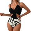 European and American Split Swimsuit Women's Solid Color Printing Bikini Swimsuit