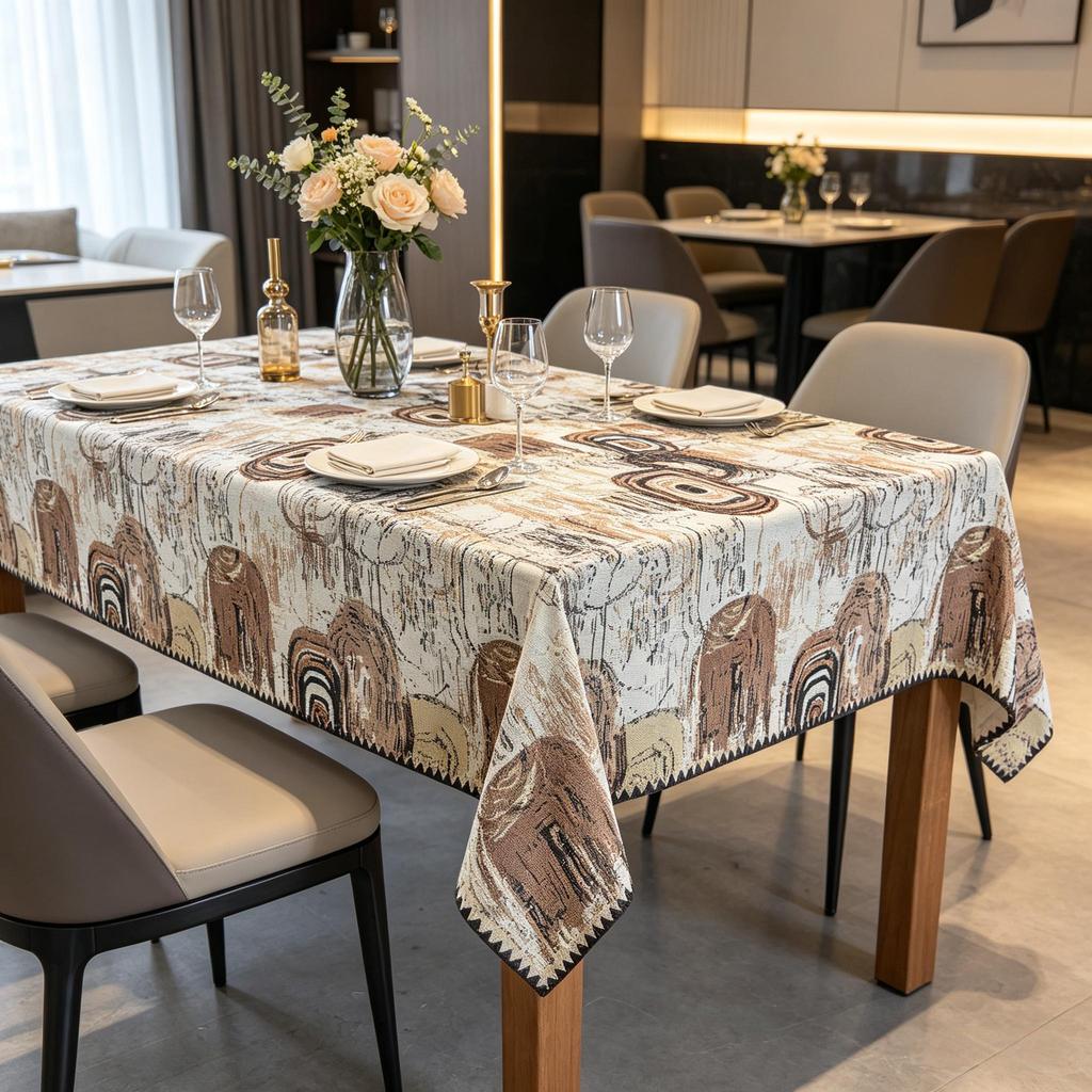 Home Dining Kitchen Party Classic Style Cotton Linen Rectangle Soft Washable Table Cover Decorative Table Cloth