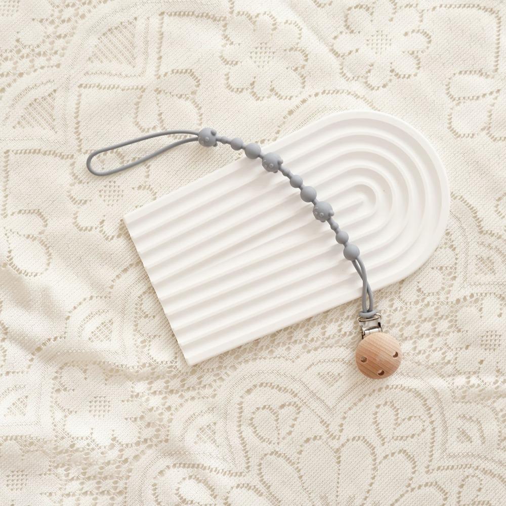 

Food Grade Silicone Pacifier Clips Lightweight Integrated Teether Teething Toy Anti-drop Durable Soother Clip Chain Gift сірий