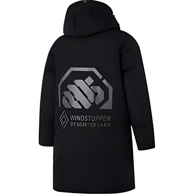 Li-Ning Anti-Five Series Letter Loose Hooded Solid Color Cold-Resistant Warm Outdoor Long Zipper Down Jacket Men Outerwear Black AYMU073-1