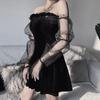 Vintage Lace Gothic Dress Women Party Sexy Hollow Black Mini Dresses Harajuku plus size Female Mesh Dress