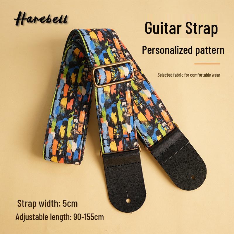

Personalized Cotton Guitar Strap: Universal Rock Style with Graffiti Design (PO-011) 35-61 inches