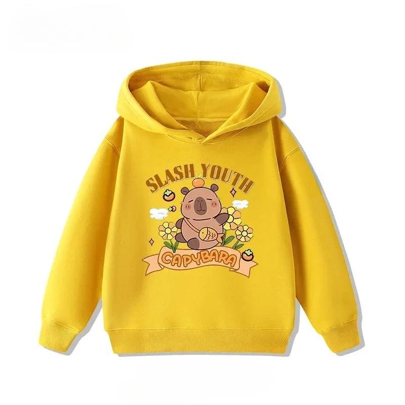 Children's Cartoon Adorable Capibara Autumn Fashion Boys Girls Loose Outdoor Street Kids Hoodies