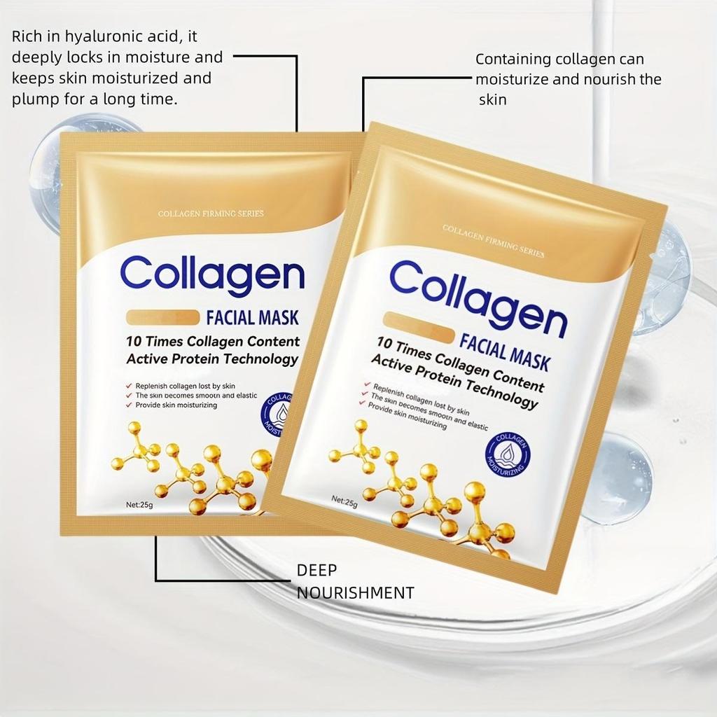Collagen Face Mask Set with 10x Collagen Content and Active Protein Technology - Deep Moisturizing, Firming, and Anti-Aging Benefits