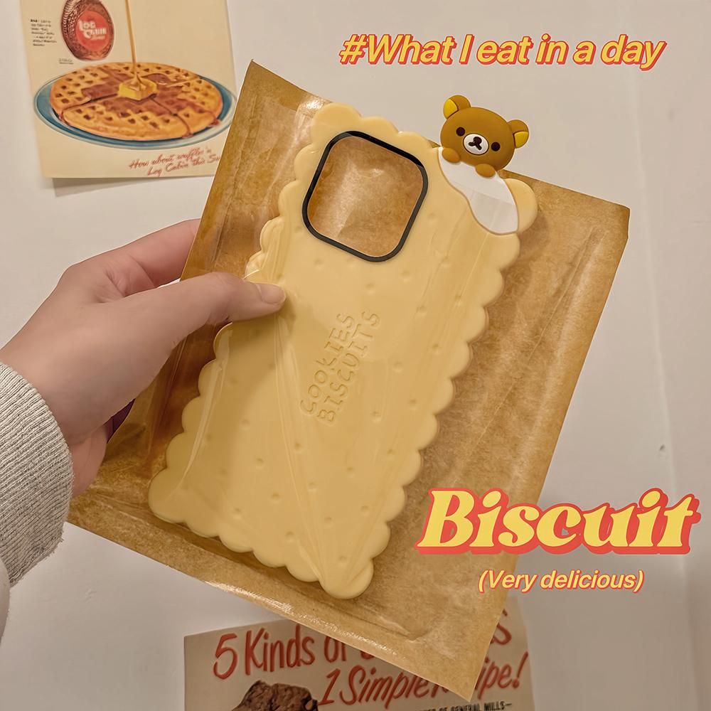 Sandwich Rilakkuma Bear Biscuit Soft Silicone Cover Case For iPhone 16 15 14 13 12 11 Pro 7 8 Plus X XS Max XR