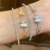 Exquisite Zircon Butterfly Double-Layer Open Bangle Bracelet