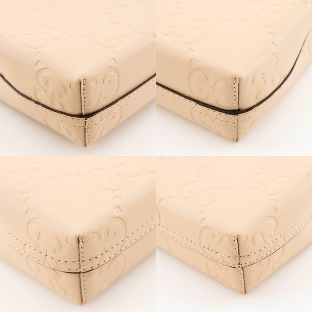 Gucci Super Mini Bag Handbag 790133 2WAYShoulder Jumbo GG Beige Leather Women Used