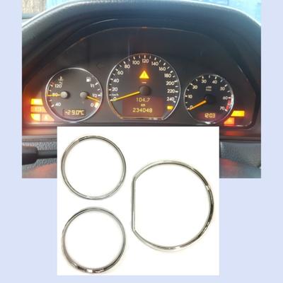 One Set of 3 Pieces Chrome Styling Dashboard Gauge Ring Set for Mercedes Benz W210 2000-2002 / W202 2000-2002