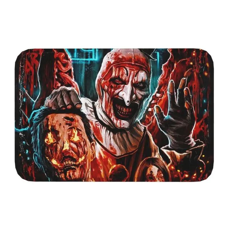 Horror Halloween Movie Terrifier Clown Front Door Mat Anti-Slip Indoor Absorbent Doormat Kitchen Balcony Entrance Rug Carpet