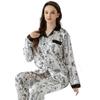 Autumn High-End New Chinese Style Floral Print Pajamas Women'S Long-Sleeved Trousers Ice Silk Loungewear