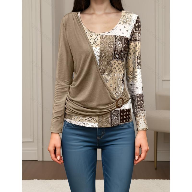 JPNTKY Women s Fashion Casual  Long Sleeve O-Neck Blouses & Shirts S