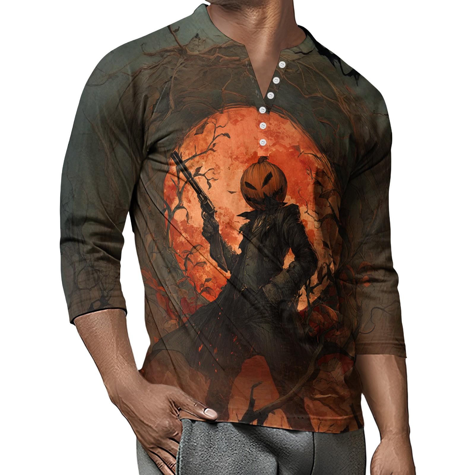 

Мужской контрастный топ реглан на пуговицах с рукавом 3/4 M шафрановый