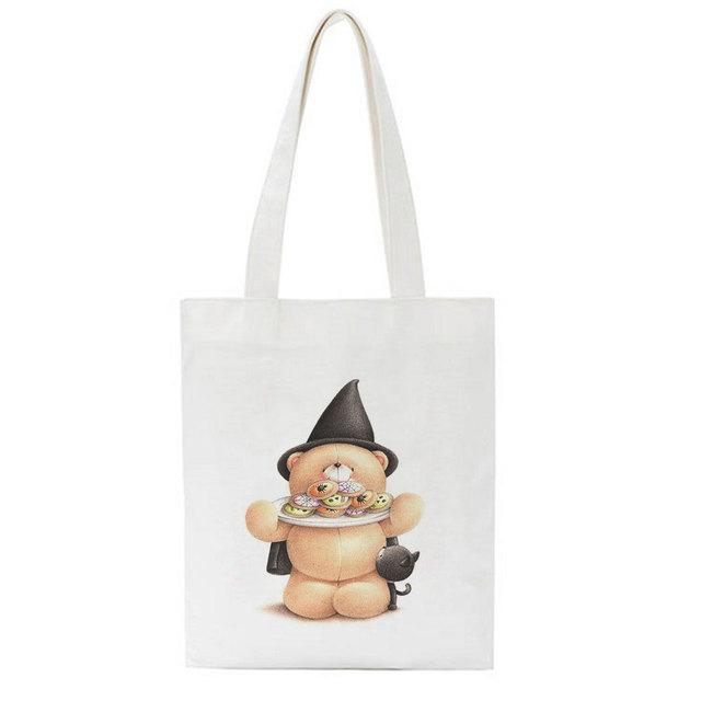 

Холщовая сумка Y2K с принтом медведя Kawaii, милая сумка-шопер с надписью Harajuku Ins, большая вместительная сумка-шоппер, новая повседневная женская сумка на плечо Kpop Ulzzang 24*26cm