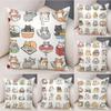 Cute Cartoon Cats Dogs Cushion Cover Natural Linen Organic Fabric DoubleSided Printing Breathable For Decor
