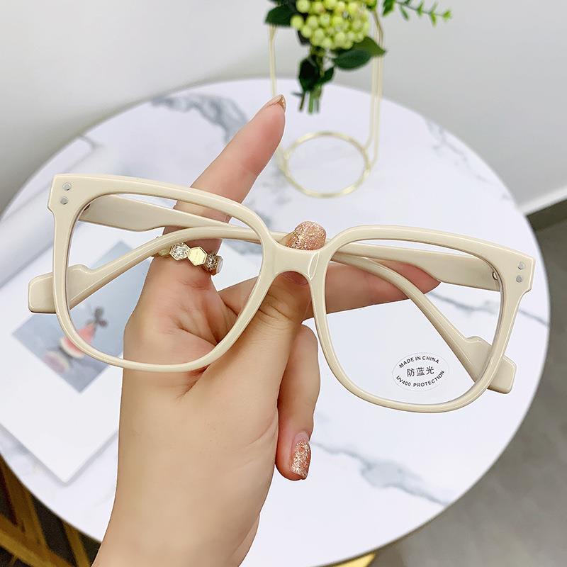 

Fashion Big Frame Square Transparent Computer Glasses Frame Women Men Anti Blue Light Glasses Optical Eyeglasses Lenses бежевый