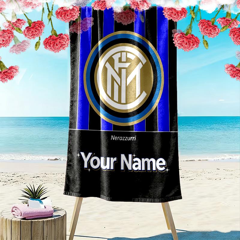 Name Custom INTER Print Beach Towel, Large Soft Quick Dry Towel for Beach Camping Swimming