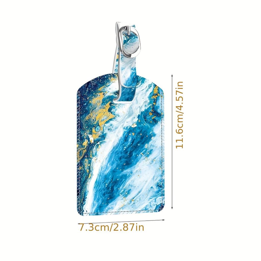 1Pc Colorful Printed Luggage Tag - Leather, Travel ID Card Cover & Anti - Loss Bag Pendant