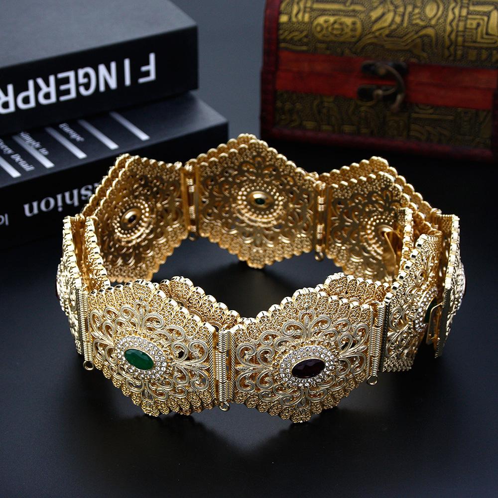 

Пояс золотого цвета для женщин, свадебные украшения для невесты, семейный подарок зелёный/красный