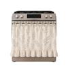 Lace Trim Oven Cover with Floral Print Decorative Dustproof Curtain for Kitchen Stove Protection and Appliance Enhancement