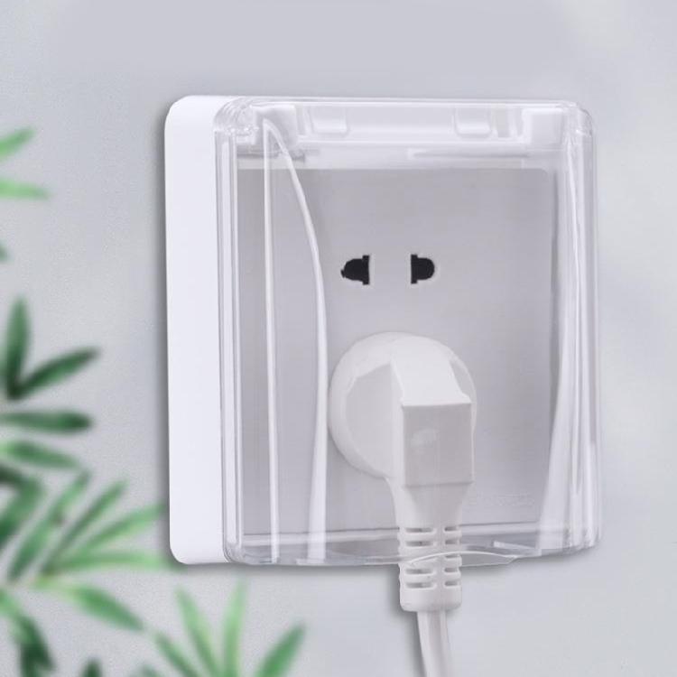 Clear 86 Type Outdoor Socket Waterproof Box Plastic Electrical Outlet Cover Splashproof Box Self-Adhesive Socket Case