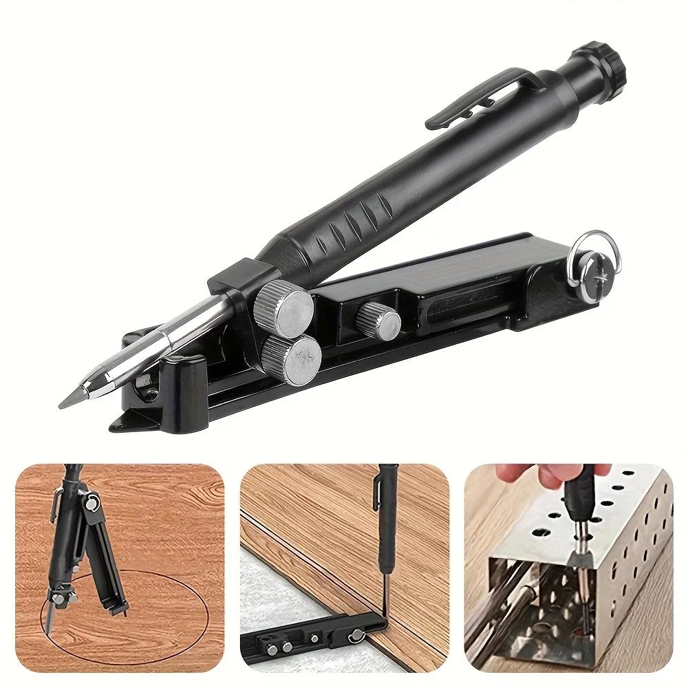 

1pc Multi-Function Scribing Tool - Woodworking, Tiling, Contour Profiling, Ergonomic Design, Sturdy Construction чорний