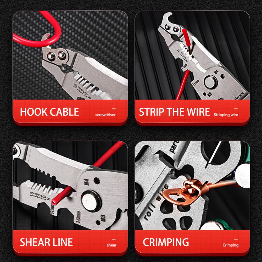 Multifunctional Folding Wire Stripper Cable Splitting Crimping Cutting Tool Wire Repair Tool Pliers