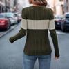 Women's Fashionable Round Neck Long Sleeved Color Blocked Loose Casual Pullover Top
