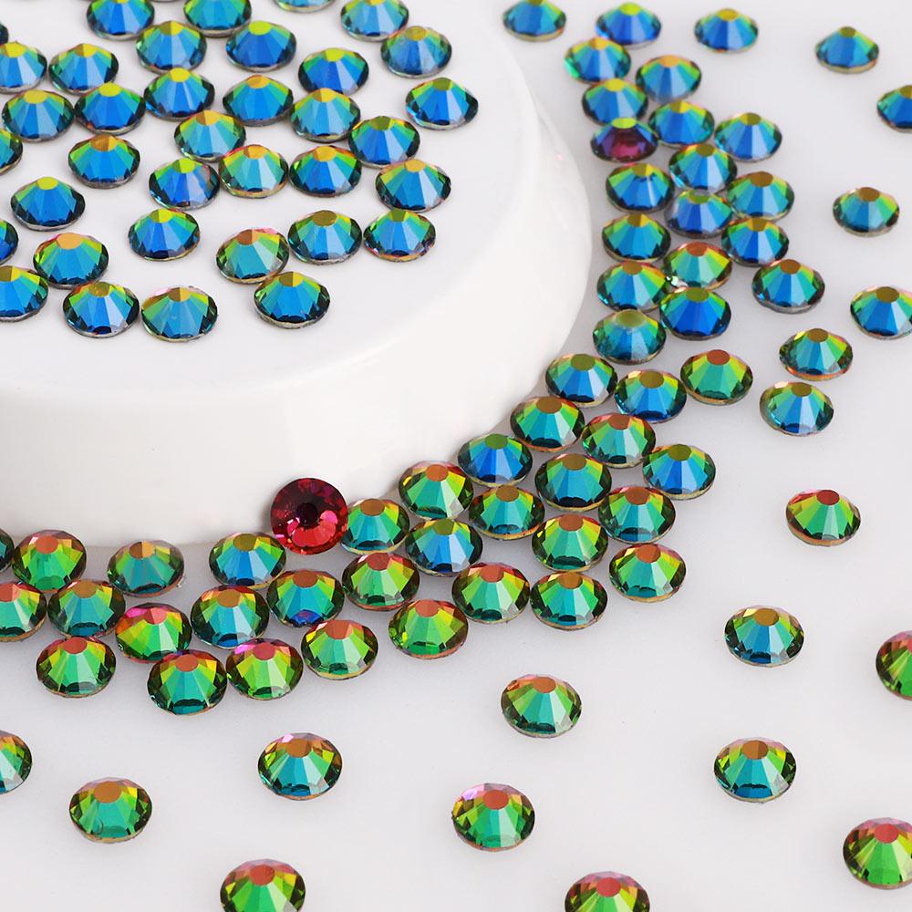 QIYI  Glass Flatback Round Rhinestones 2058 12 Facets Hotfix Bulk Rhinestone for  Shoes Garment  Nail Art Craft