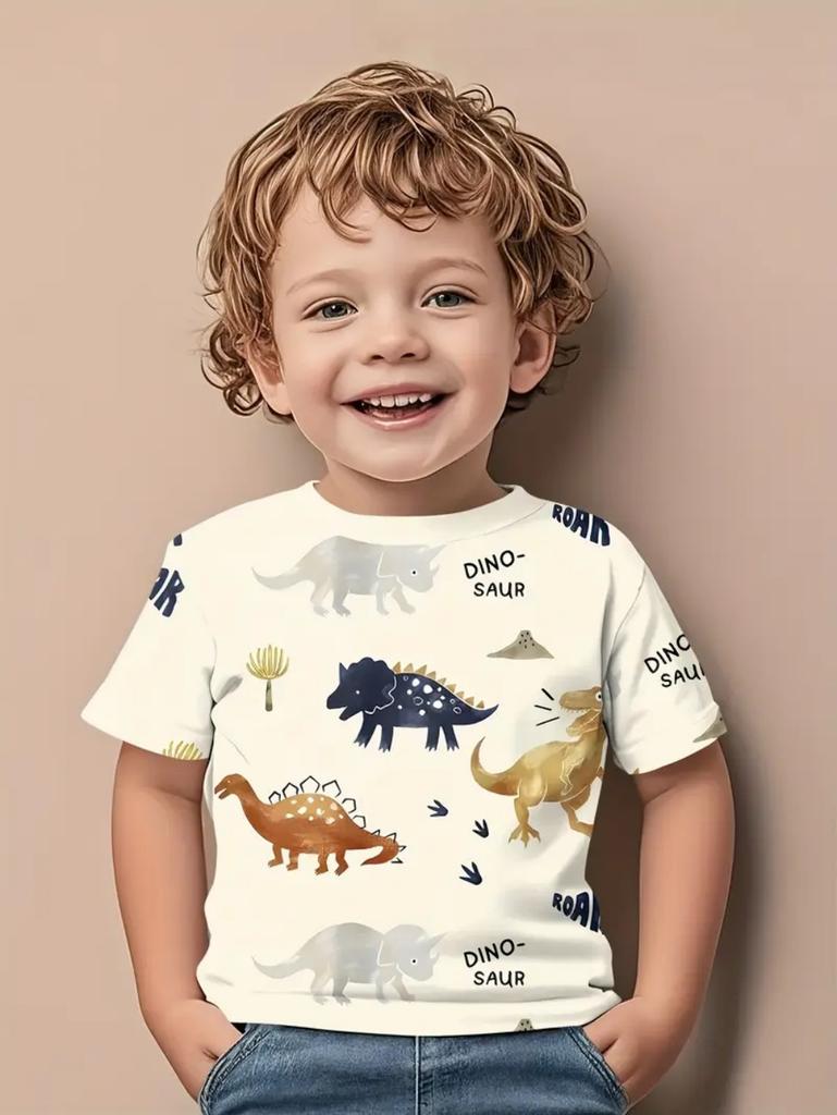 Funny Children's T-Shirts Dinosaur Pattern 3D Print Casual Cartoon Short Sleeved T-Shirts Outdoors Cute T-Shirts for Children