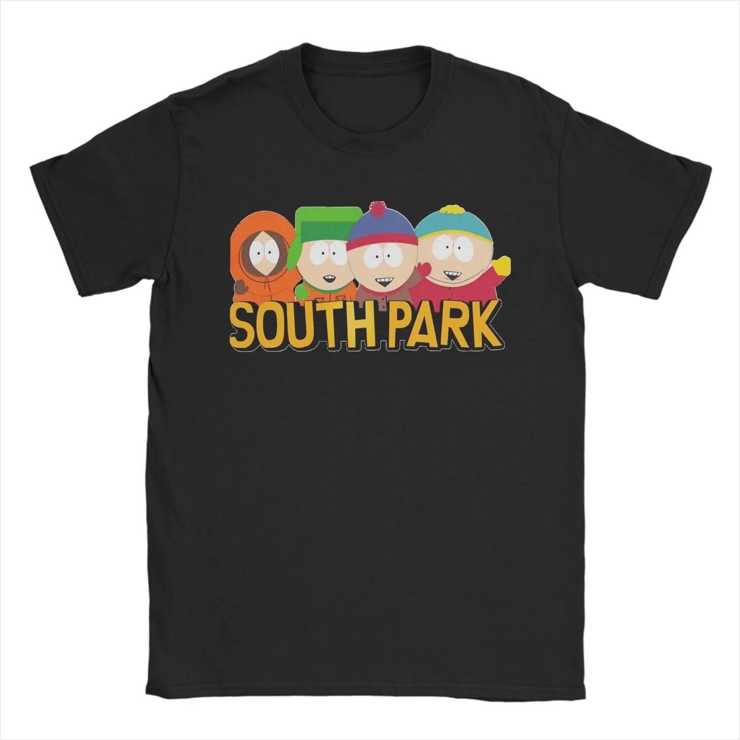 

Harajuku Cartoon Souths Parks T Shirt s 100%Cotton Short Sleeve O-neck Summer Clothing S чёрный