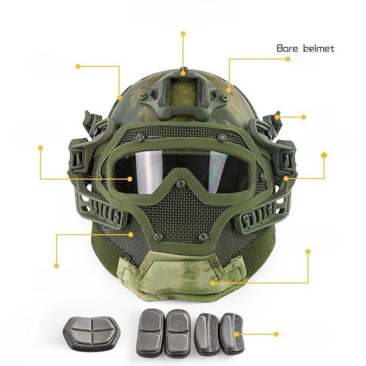 FAST PJ Helmet Mask Integrated Tactical Helmet Head-wrapped Protective Outdoor Cycling Helmet