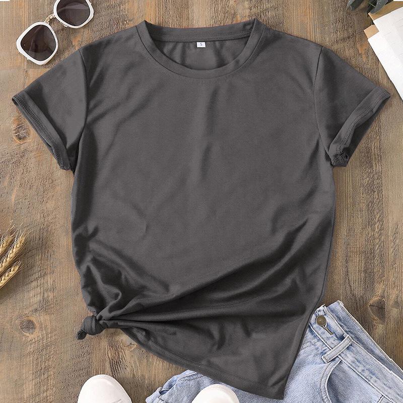 

Women s Solid Color Casual Crew Neck Short-Sleeve T-Shirt XS