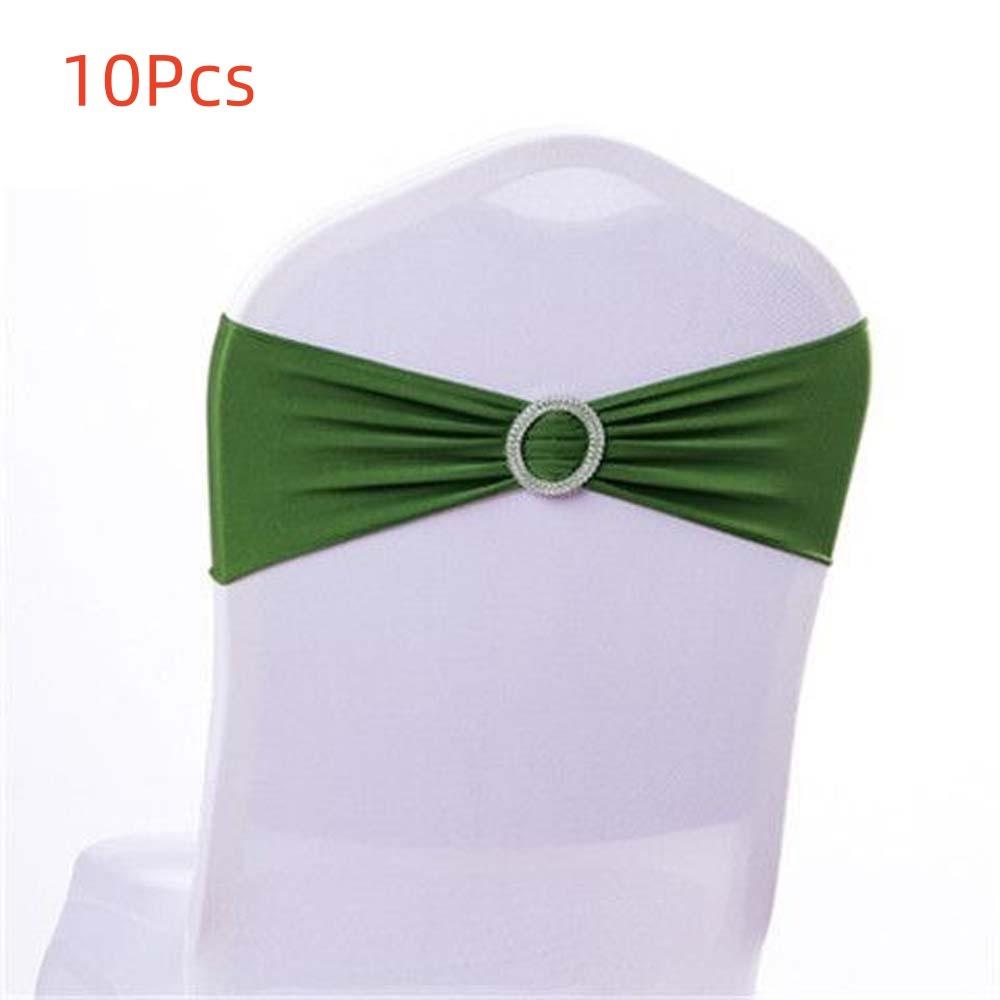 

10Pcs Ribbon Decors High Elastic Chair Sash Bow Modern Wedding Decoration Buckle Hotel зелёный