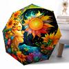Sun And Moon Celestial Art Outdoor Automatic Umbrella Retractable Design with 8-Rib Durability Lightweight Perfect Gift for Friends Family