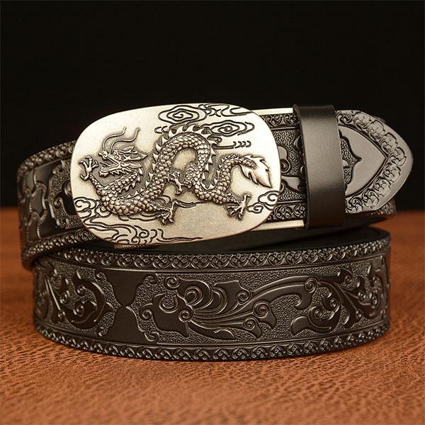 High Guality Men's Cowhide Belt Retro Automatic Buckle Leather Belt Pant Belt