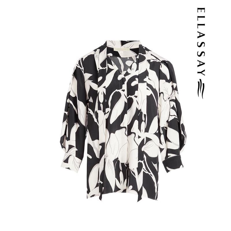 ELLASSAY Women's Dynamic Ribbon Mulberry Silk Shirt
