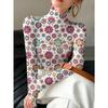 Lady's Sexy High-neck Long-sleeved T-shirt, Soft Texture for Autumn and Winter Tops, Machine Washable