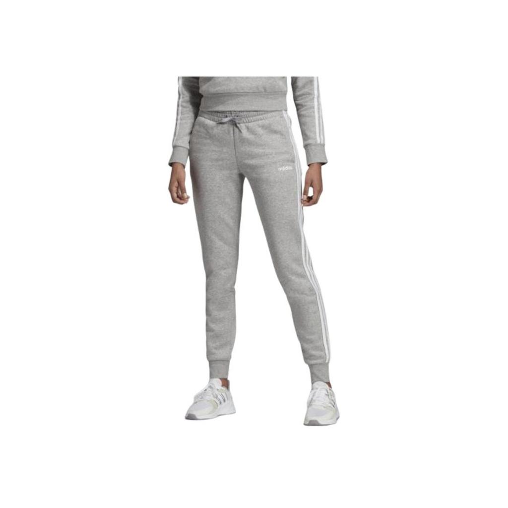 Adidas Essentials 3-Stripes Joggers Letter Print Drawstring Cuffed Casual Pants Women Joggers Gray EI0710