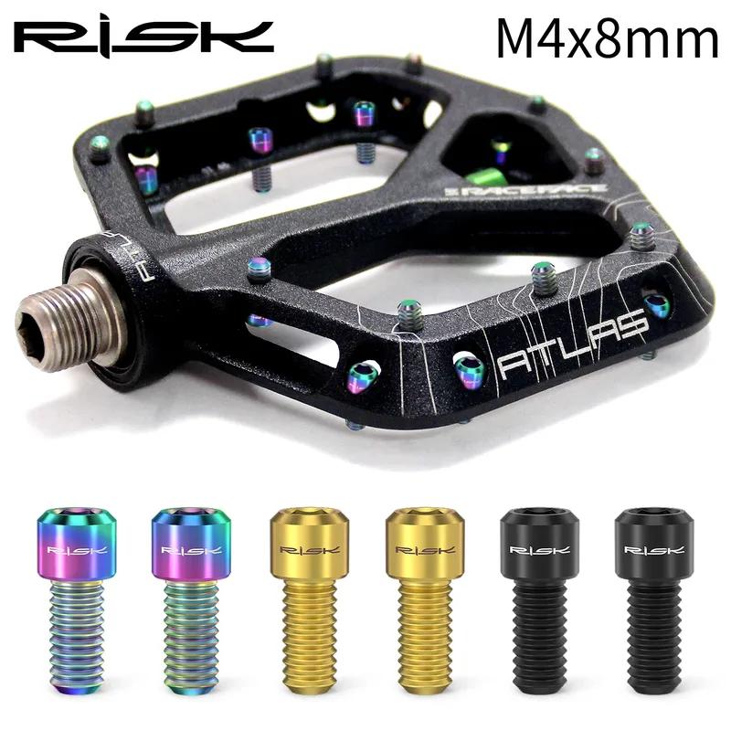 8 Stück M4x8mm TC4 Titanlegierung MTB Pedal Schrauben Anti-Rutsch Schrauben für XC AM DH Downhill Bike Neu