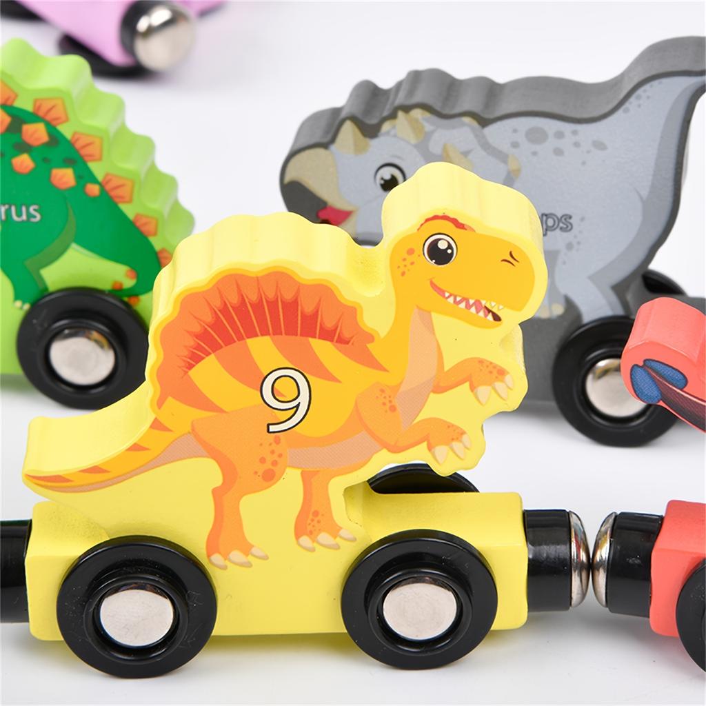Magnetic Wooden Dinosaur Train Set 10pcs Magnetic Dinosaur Number Train Educational Toy Educational Learning Train Set Gift