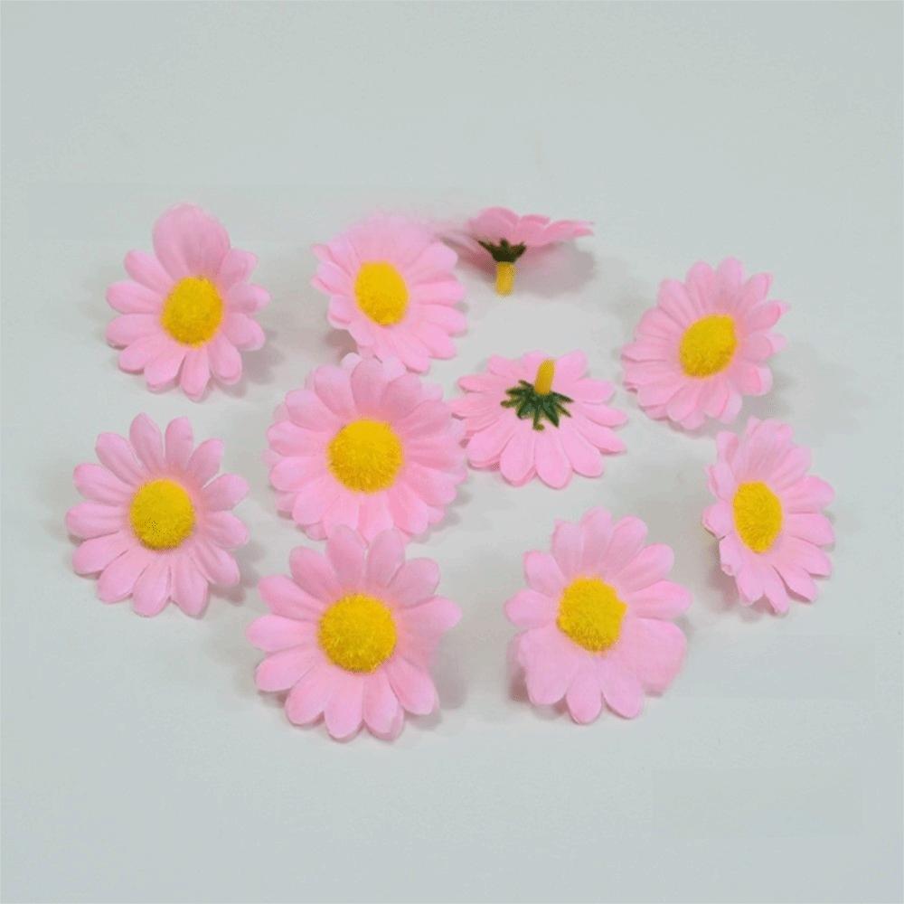 50pcs New Silk Daisy Artificial Sunflowers Fake Flower Brooch Simulated Mini Daisies Bracelet DIY Garland Parts Wedding Decor
